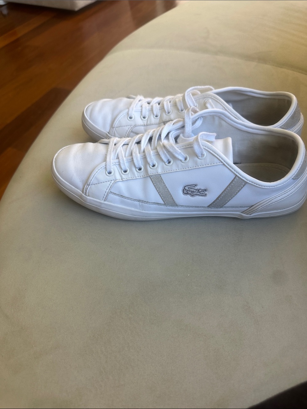 Lacoste Men's White Sneakers with Silver Logo